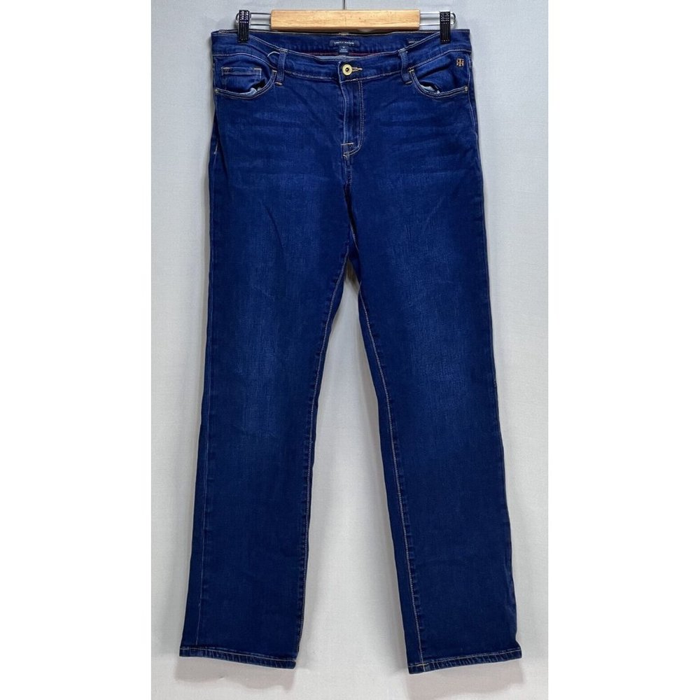 Tommy Hilfiger Womens Vintage Straight Leg High Rise Jeans Sz 12 Dark Wash Denim
